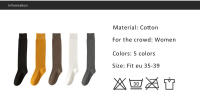 5 Pares De Medias De Algodón Para Mujer Solas Absorbentes De Sudor Transpirables Medias Largas De Equipo Estudiantes Chicas Medias De Pies Hasta La Rodilla Compresión - details 0