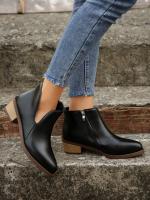 SP Botas Chelsea nuevo Botas de Mujer Botas Gruestas Tacón Bajo Botas de cuero botines retro Primavera y botas individuales Botas Cortas Mujer, - details 15