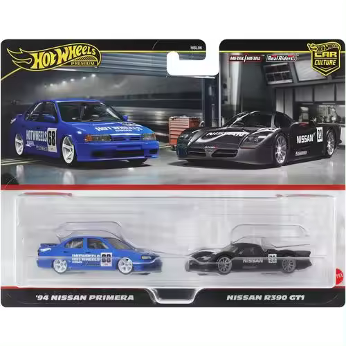 Paquete de 2 coches premium de Hot Wheels: Nissan Primera 94 y R390 GT1 - 1