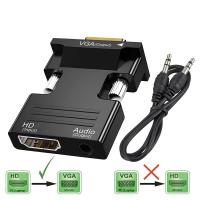 Convertidor De Video HDMI a VGA Hombre a Mujer 1080P Con Adaptador De Audio 3.5mm Salida De Señal Soporte Cable De Audio - details 0