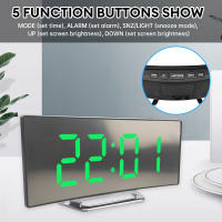 Reloj De Alarma Digital LED Con Espejo Pantalla Curva Para Estudiantes Dormitorio Sala De Estar Oficina Escuela Función De Sueño Temperatura - details 6