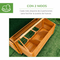 PawHut Gallinero Grande de Madera de Abeto con Bandeja Extraíble Resistente a la Intemperie con 2 Nidos con Techo Abatible 150x100x96.5cm - details 5
