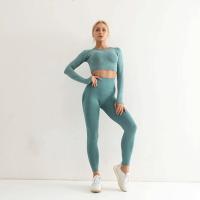 Conjunto De Yoga Para Mujer Ropa Deportiva De Gimnasio Con Top De Manga Larga Y Leggings De Cintura Alta Fitness Sports - details 5