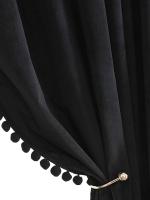 Cortina De Veludo Minimalista Francesa 1PC Cortinas Negras De Bloqueo Para Sala Comedor Dormitorio Material De Poliéster 100% - details 2