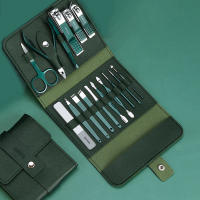 Tijeras De Uñas De Acero Inoxidable Verde Oscuro Conjunto De Herramientas De Manicura Y Pedicura Para El Hogar Kit De Viaje Incluye Tijeras De Cutícula Y Herramientas De Cuidado De Uñas - details 1