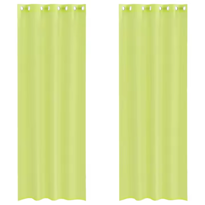 vidaXL Cortinas de gasa con ojales 2 uds verde manzana 140x300 cm - 1