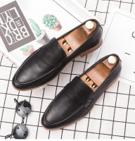 Zapatos De Cuero Genuino Para Hombre Tallas Grandes 46 47 Estilo Británico Coreano Zapatos Lujosos Casuales Con Punta Pointy Cerrado SLIP-ON Para Oficina Y Vida Diaria - details 1
