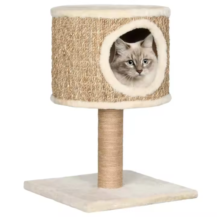 vidaXL ÁRBOL PARA GATOS CON CASA Y POSTE RASCADOR 52 CM HIERBA MARINA - 1