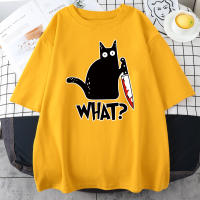 Camiseta De Algodón Para Hombre Killer Black Cat Con Impresión Creativa Y Humor Corta Manga Oversized Vintage Para Todo El Año - details 12