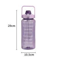Botella De Agua Deportiva De Plástico Para Adultos De 2 Litros Con Pajita Portátil Y Universal Para Viajes Y Fitness - details 1