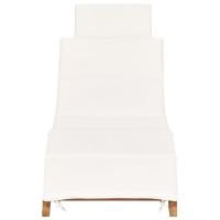 vidaXL Tumbona plegable con cojín madera maciza de teca Blanco, Gris, Sillas de Exterior Ideal para jardín, playa, piscina, terraza Tumbona Piscina Tumbonas Playa Tumbonas Jardín Exterior - details 0