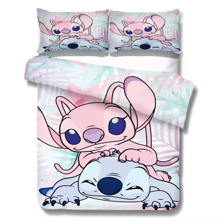 Funda De Edredón Anime Lilo & Stitch Tamaño Cama Individual Doble Reina King 3D Impresión Jovenes Niños Y Niñas Conjunto De Ropa De Cama - 1