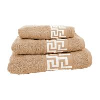 Multishop Juego de Toallas de Baño 3 Piezas. Calidad Rizo Algodon Egipcio 500 gr. Tamaños de Toallas de baño Tocador Lavabo y Ducha Sabana. Toallas baño Grandes. Cenefa Dibujo Cesar. - details 0