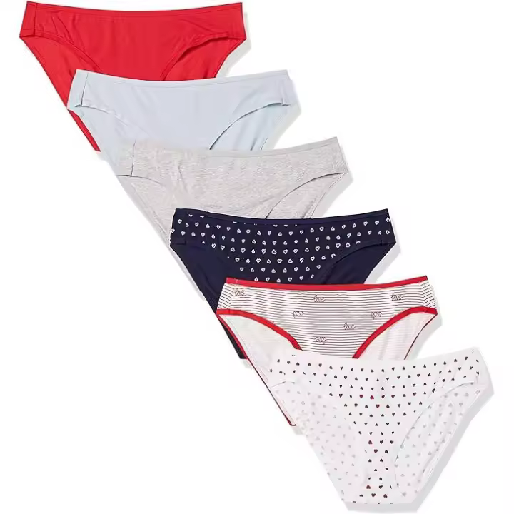 Braguitas de Bikini de Algodón para Mujer - Pack 6 Unidades - Talla M - Colores Interrumpidos - Amazon Essentials - 1