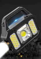 Linterna Táctica Recargable Solar LED Con Cobertura COB Zoomable Impermeable Luz Para Camping Y Recarga De Móvil - details 2