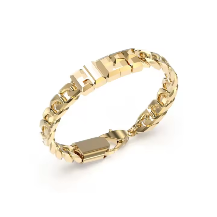 Pulsera Guess Hombre VEGAS JUXB03205JWYGBKS Acero Inoxidable dorado letras marca centro - 1