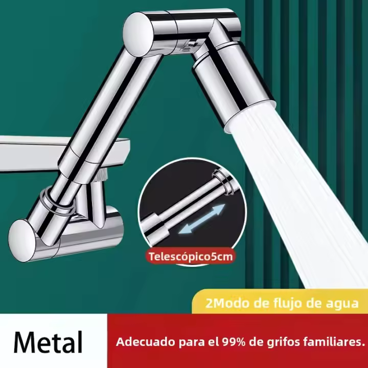 Extensor De Grifo Robótico Retráctil Universal Con 1440 ° De Giradiscos Para Cocina Aerator De Agua De 2 Modos De Flujo - 1