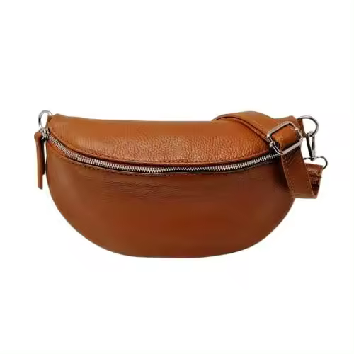 Rinoneras Mujer, Bolso de cuero para Mujer, Bolso de Mujer elegant, riñonera con Correa para el hombro, cinturón ajustable, Cuero genuine Made in Italy, Modelo EASY (L Leather) - 1