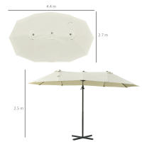 Sombrilla Doble Sombrilla voladiza Sombrilla Doble con manivela Sombrilla de Jardín ajustable Sombrilla retrácthil Metal Cream Blanco 440x270x250 cm - details 5