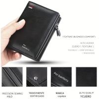 Billetera Corta Para Hombre Baellerry De Cuero PU Con Cremallera Y Bolsillo Para Monedas Capacidad Grande Estilo Vintage Porta Dinero Y Tarjetas - details 2
