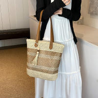 Bolso De Hombro De Paja Para Mujer De Verano De Alta Calidad Bolso De Viaje Hecho a Mano Gran Capacidad De Bolsas De Playa Estilo De Cesta Con Cierre De Cremallera - details 5