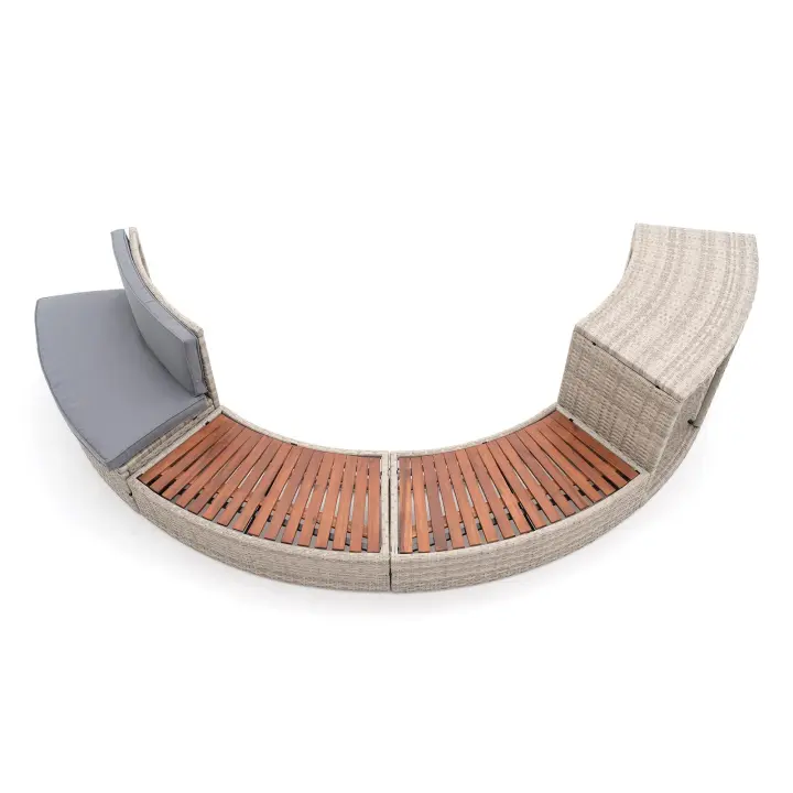 K2O Revestimiento Spa Hidromasaje K2O Half Surround 180 289x45x56 cm Borde para Spa Semicircular de 4 piezas Escalones, - 1