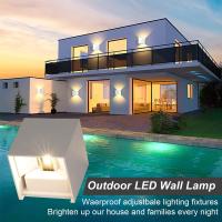 12W luz de pared interior/exterior, regulable IP65 impermeable LED lámpara de pared arriba abajo lámpara 3000K blanco cálido apliques de pared para sala de estar dormitorio camino 2 unidades (blanco) - details 0