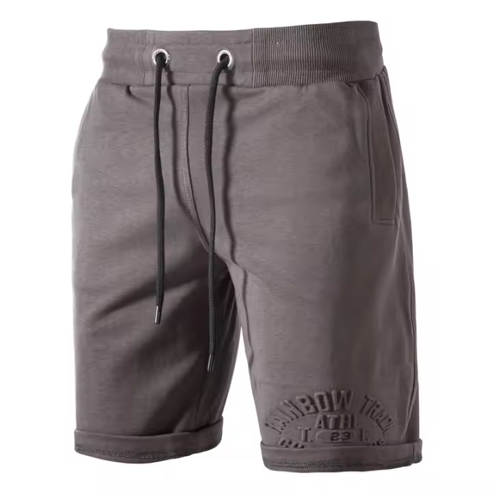 Liquidación, pantalones deportivos de color sólido con relieve de tendencia de calle británica de verano para hombres, pantalones cortos casuales de rizo lavados - 1