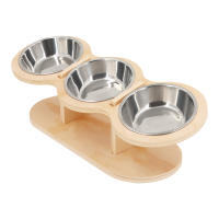 Alfombra De Comida Y Agua Para Gatos Con 3 Cuencos Incluidos Soporte De Madera Elevado Con Inclinación De 15 Grados Para Perros Recién Nacidos Material De Acero Inoxidable - details 5