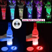 200PCS Luz LED Para Coasters Pegatinas Brillantes Para Botellas De Vino Decoración Para Bar Y Fiestas Novedades Iluminación Incluye Batería - details 1