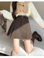Falda Mini Plisada De Lana Para Mujer Estilo Callejero Invierno Prepa Escuela Kawaii Saias A-Line Corta Con Shorts - details 13