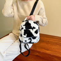 Mochila De Peluche Con Patrón De Vaca Para Mujer Multifuncional Con Correa Ajustable Y Diversas Bolsillos Casual Y Divertida Para Compras Y Uso Diario - details 7
