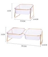 Tazón Doble Para Gatos Con Altura Y Soporte Dorado Alimento Agua Transparente Resina Cuadrado Para Perros Suministros De Alimentación - details 0
