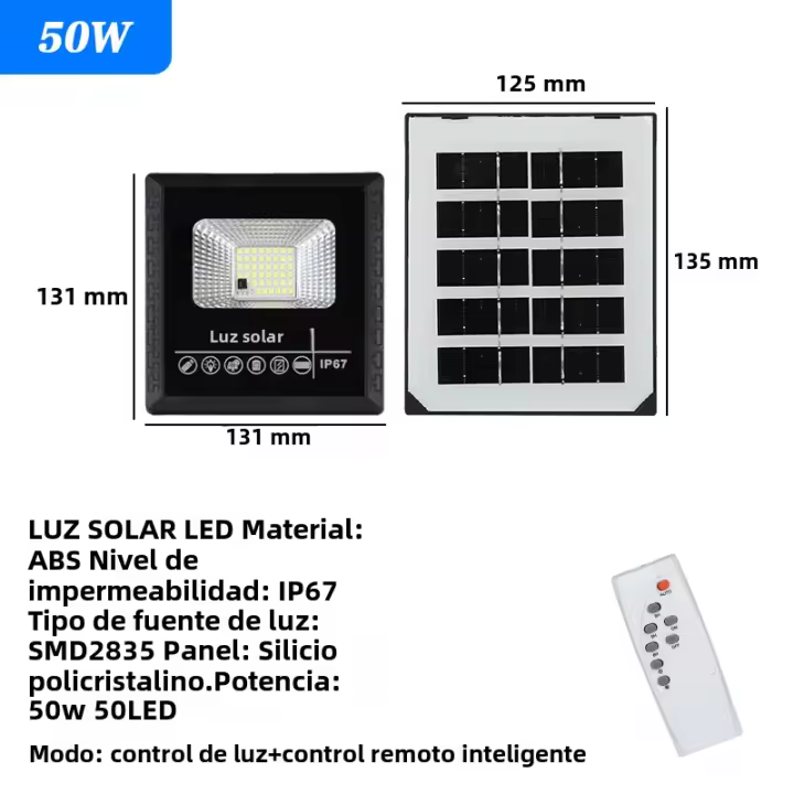 Luz Solar LED para exteriores, reflector de jardín luminoso, impermeable, luz Solar de pared para escaleras, atenuación de luz, tiempo, Control remoto - 1