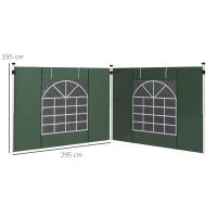 Outsunny Paredes Laterales para Carpa de 2 Paneles 295x195 cm Cortina Lateral de Tela Oxford con Ventana Enrollable y Puerta con Cremallera para Carpa 3x3 m o 3x6 m - details 2