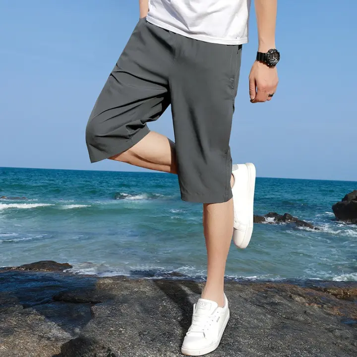 Nuevos Shorts Capris Para Hombre 2024 Thin Ice Silk Pantalones Rectos Y Holgados Para El Verano Estilo Casual - 1