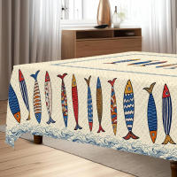 Mantel De Pescado Azul 1pc Decoración De Hogar Tema Oceánico Decoración De Verano Regalo Para Amantes De La Pesca Poliéster Impermeable Moderno - details 5