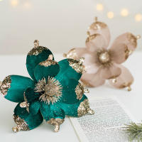 Flores Artificiales De Glitter 20cm Cabezas De Flor Magnolia Con Lentejuelas Para Decoración De Mesa En Vaso Y Fiestas Cumpleaños Bodas - details 3