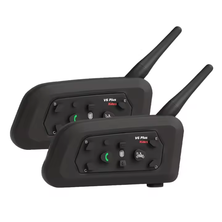 Intercomunicador Moto V6 Plus - 850mAh Batería, 2 Horas de Carga, 1500m de Alcance, Bluetooth 5.0, 97db Sensibilidad - 1