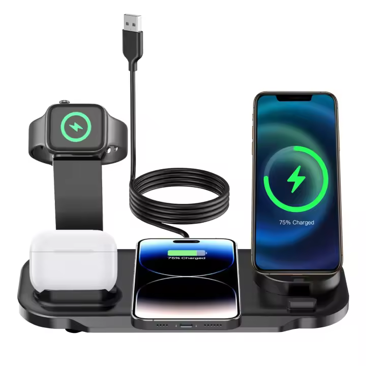Soporte inalámbrico 30W 7 en 1 para iPhone Samsung Xiaomi Apple Watch Pro Estación de carga rápida - 1