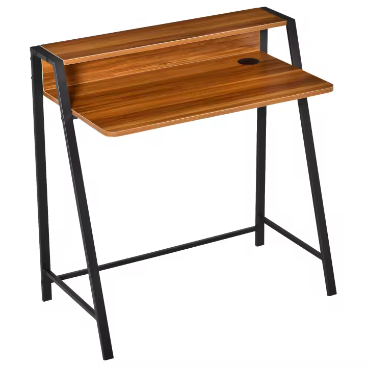 HOMCOM Escritorio Mesa de Ordenador 84x45x85 cm con Encimera de Madera y Patas de Metal Estilo Moderno para Oficina Estudio Dormitorio Carga 20 kg - 1