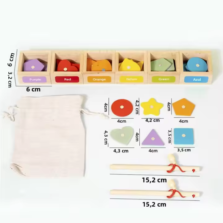 Juguete Educativo De Madera Magnético Para Niños Juego De Pesca De Formas Y Colores Ayuda En La Cognición Geométrica Caja De Clasificación Para Educar a Los Niños En La Edad De 3 a 12 Años - 1