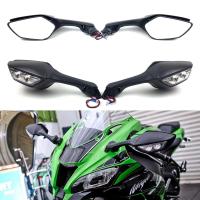 Espejos Retrovisores LED Para Motocicleta Para Ninja ZX 10R 2011-2020 NINJA H2 2014-2015 R15 V3 V4 R1M Luces Laterales De Aluminio ABS Plástico Vidrio - details 0