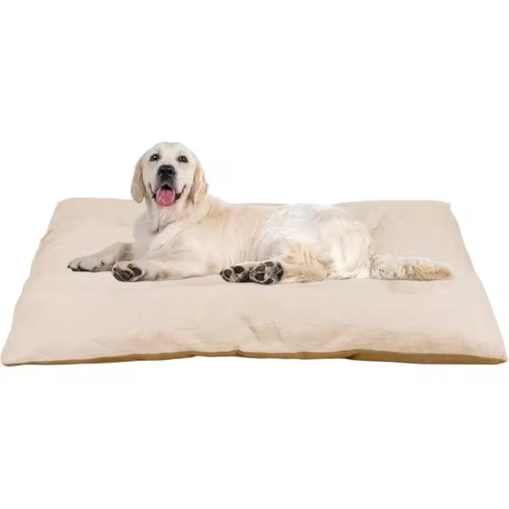 COSHANO Cama de Perro para Perros Grandes, Medianos y Pequeños, Cama de Poliéster con Interior con Fibras de Algodón (Beige, 90x70x10cm) - 1