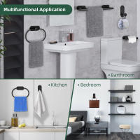 Juego De Accesorios De Baño En Acero Inoxidable 304 Con Barra De Toalla Anillo De Toalla Porta Papel Y Gancho De Bata Niquel Pulido - details 4