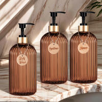 3PCS Botellas De Detergente Para Baño De 500ml De Color Ambar Refillables Ideal Para Shampoo Condicionador Y Gel De Baño - details 0