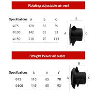 Cubierta De Ventilación Para Ventilador De Tamaño 75/100/150mm Accesorios De Ducto De Ventilación En ABS Formas Variadas - details 2