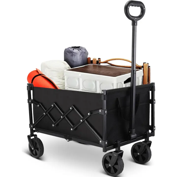 Carrito de Festival Plegable con Ruedas y Mango telescópico para jardinería, Camping, Compras y Deportes al Aire Libre - 1