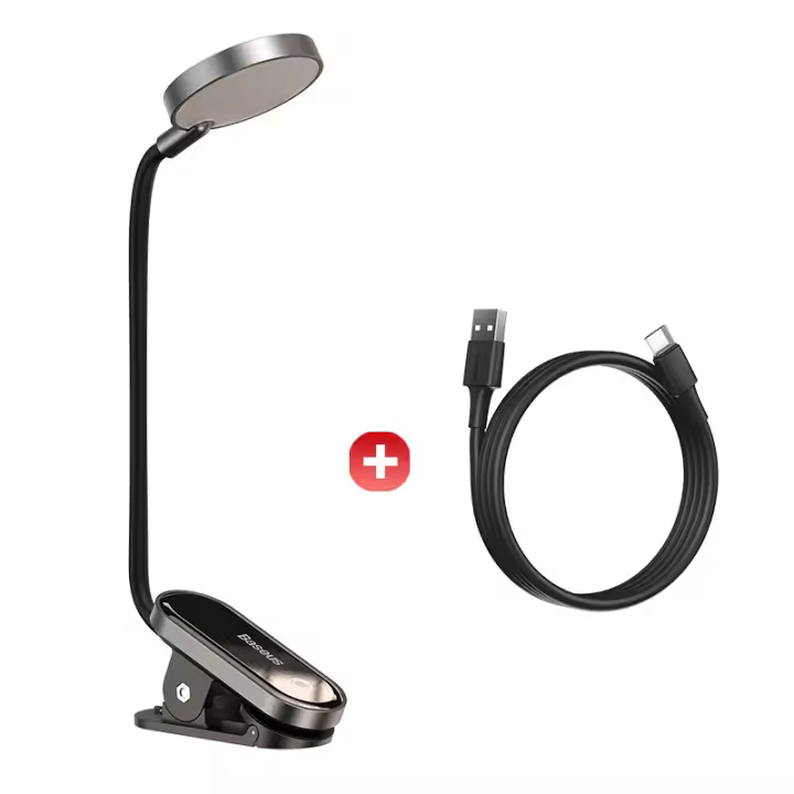 Lámpara De Escritorio Baseus LED Con Clip Iluminación LED Para Lectura Y Noche Luz De Noche Recargable Por USB Control Táctil Sin Etapas - 1