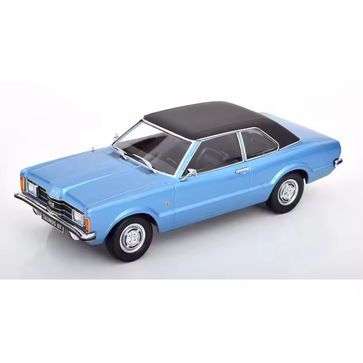 KK Escala 1/18 FORD TAUNUS GT SEDÁN CON TECHO DE VINILO AZUL METÁLICO Y NEGRA PLANA 1971 - KKDC180975 - 1